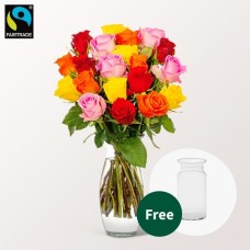 Gemischte Fairtrade-Rosen im Bund