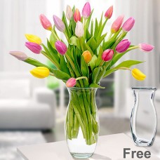 Tulips in a bunch with vase (Bunch of 30 Tulips)