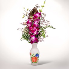 Asiatische Orchideen mit Vase
