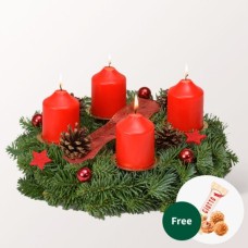 Kranz „Red Glory“ (Ø 25 cm) mit 3 Ferrero Giotto Pralinen