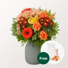 Blumenstrauß Wintergedicht mit Vase & 3 Ferrero Giotto