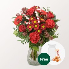 Blumenstrauß Schöne Bescherung mit Vase & 3 Ferrero Giotto