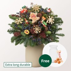 Blumenstraußbescherung mit Vase & 3 Ferrero Giotto