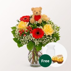 Blumenstrauß Herzensbote mit Vase