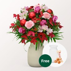 Blumenstrauß Wintermärchen mit Vase &amp; 3 Ferrero Giotto