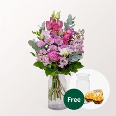 Blumenstrauß Liebesglück mit Vase &amp; 2 Ferrero Rocher