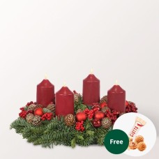 Bordeauxfarbener Kranz (Ø 30cm) mit 2 Ferrero Rocher