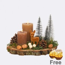 Kerzentraum auf Holz mit 2 Ferrero Rocher