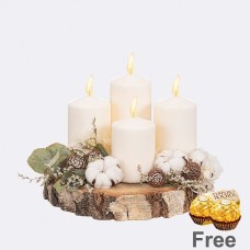 Weißer Adventstraum (Ø 25cm) mit 2 Ferrero Rocher