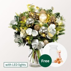 Blumenstrauß Winterleuchten mit Vase &amp; 2 Ferrero Rocher