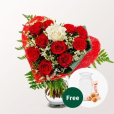 Rosenstrauß Romeo mit Vase