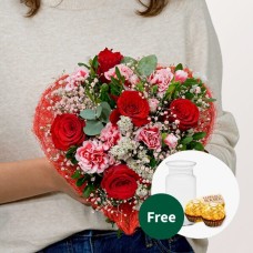 Blumenstrauß HerzensblÃ¼te mit Vase &amp; 2 Ferrero Rocher