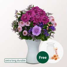 Blumenstrauß Herbstlichter mit Vase &amp; 3 Ferrero Giotto