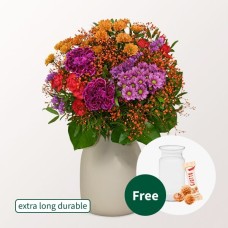 Blumenstrauß Herbstblüten mit Vase &amp; 3 Ferrero Giotto