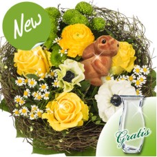 Blumenstrauß Osternest mit Vase