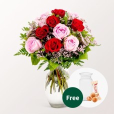Rosenstrauß Harmony mit Vase &amp; 2 Ferrero Rocher