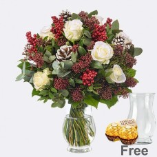 Blumenstrauß Winterlichtung mit Vase &amp; 2 Ferrero Rocher