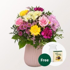 Blumenstrauß Sommerschönheit mit Halloweenkugeln und Vase