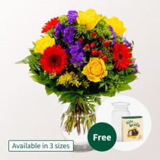 Blumenstrauß Blütenfee mit Halloween-Kugeln und Vase (Klassisch, 15 Stiele)