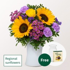 Blumenstrauß Farbenfroh mit Hallorenkugeln & Vase