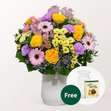 Blumenstrauß „Freude“ mit Halloweenkugeln und Vase