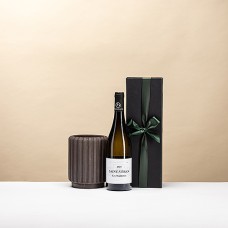 Dentelles Weinkühler – Erdfarben mit Weinflasche in Geschenkbox