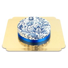 Cake with blue porcelain pattern (Small (18 cm (6 parts)))