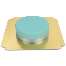 Blue cake with ribbon (Small ((18 cm) 6-8 slices))