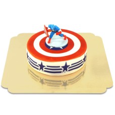 Captain America® Figur auf Schildtorte (Klein (18 cm (6 Teile)))
