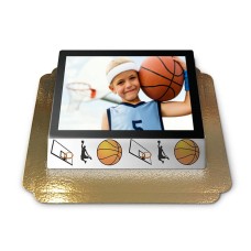 Torte mit Basketball-Motiv und Bilderrahmen (Klein (20 cm x 14 cm (6 Teile)))