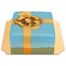 Blauer Geschenkboxkuchen