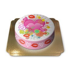 Hearts and kisses cake (Small ((18 cm)6-8 slices))