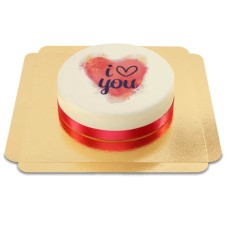 Cake - I love you Watercolor (Small (18 cm (6-8 slices)))