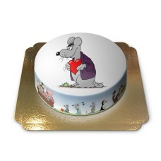 Maus mit Herz in den Händen (Klein ((18 cm)6-8 Scheiben))