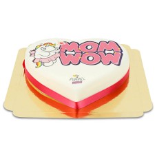 Chubby Unicorn "Mom Wow" Heart-Shaped Cake (Medium (25X24 cm (10 parts)))