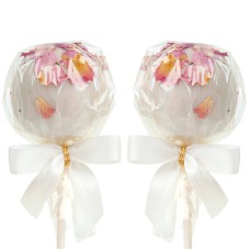 Weiße runde Cake-Pops mit Rosenblättern (12 Stück)