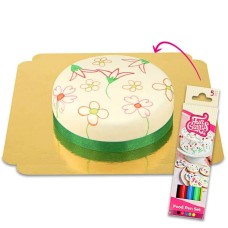 Kuchen & essbare Wachsmalstifte (Klein (18 cm (6 Teile)))