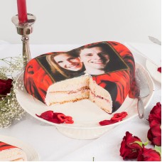 Fototorte in Herzform mit Rose (Größe M)