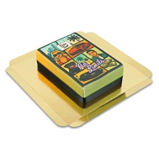 Kuchen in Form des Covers des Videospiels "Crime City" (Klein (20 cm x 14 cm (6 Teile)))