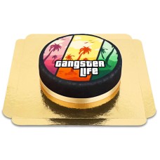 Videospiel-Kuchenüberzug „Gangster Life“ (Klein (18 cm (6 Teile)))