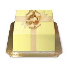 Gelbe Geschenkbox-Torte