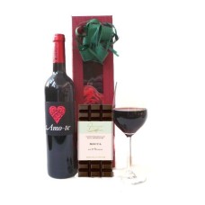 Amo-Te Schokoladen-Rotwein-Geschenk
