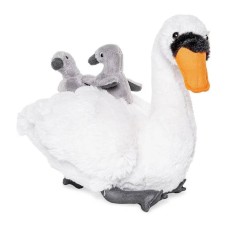 Kuscheltier weißer Schwan mit Schwanenbabys