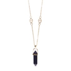Glühende Galaxy Black Edelstein Anhänger Prism Halskette in Gold