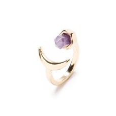 Crystal Half Moon Wrap Ring in Gold