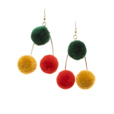 Bunte Pom Pom Ohrringe