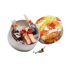Hutschachtel mit Herbstlaub 1