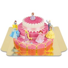 7 Prinzessinnen auf einer dreistöckigen Torte mit Bändern