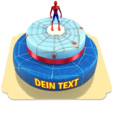 Spider-Man auf zweistöckigem Spinnennetzkuchen mit Schleife