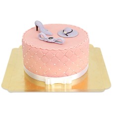 Deluxe make-up cake with colorful sugar decoration and white ribbon (Small ((18 cm)12 servings))